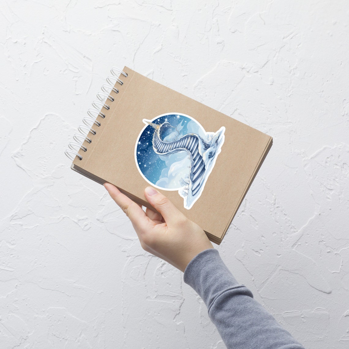 Snowy Magical Staircase to Tower Starry Sky Winter Fantasy Sticker - Image 2