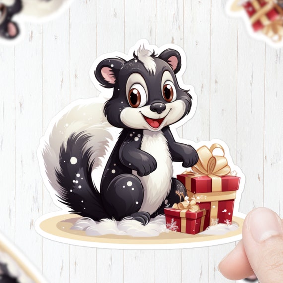 Cute Christmas Skunk Sticker Cute Stickers Animal Sticker Animal Art Cute Christmas Sticker Gift Cute Skunk Christmas Gifts