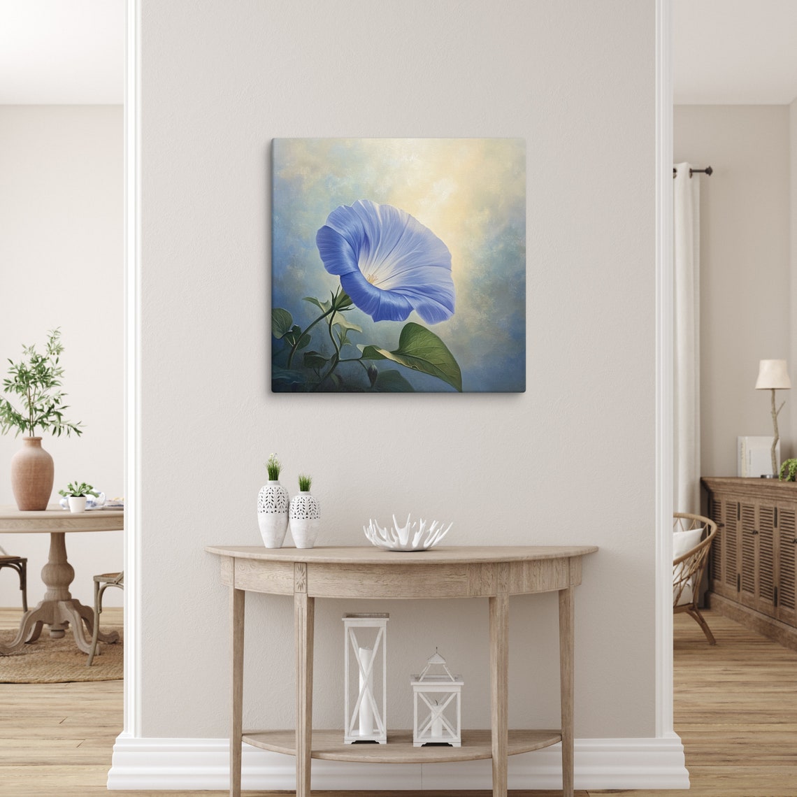 Blue Morning Glory Bloom Glowing Sky Botanical Floral Poster - Image 4