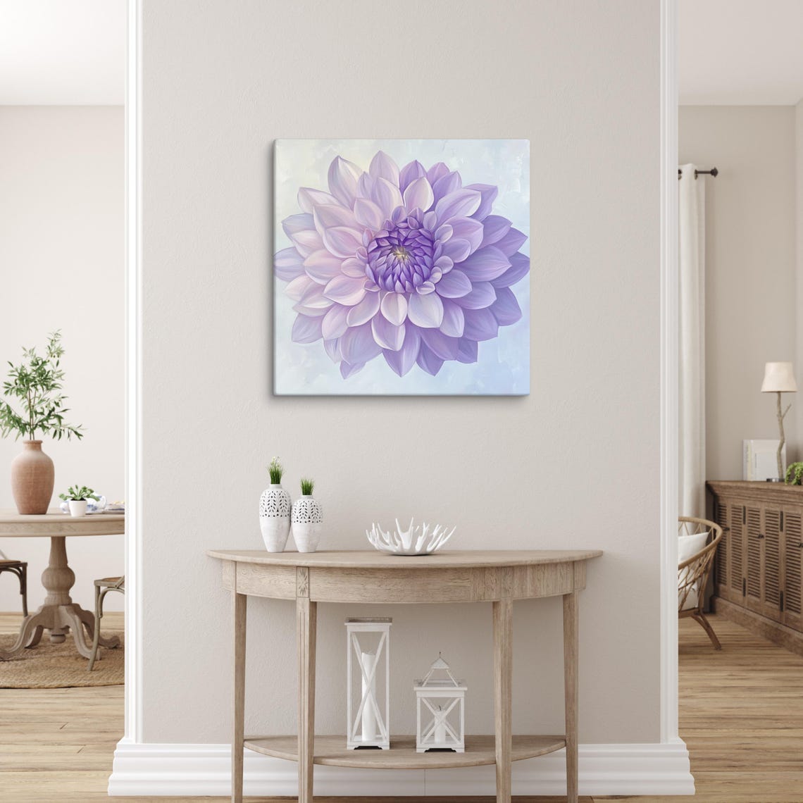 Purple Dahlia Bloom Macro Layered Petals Soft Lilac Floral Print - Image 5