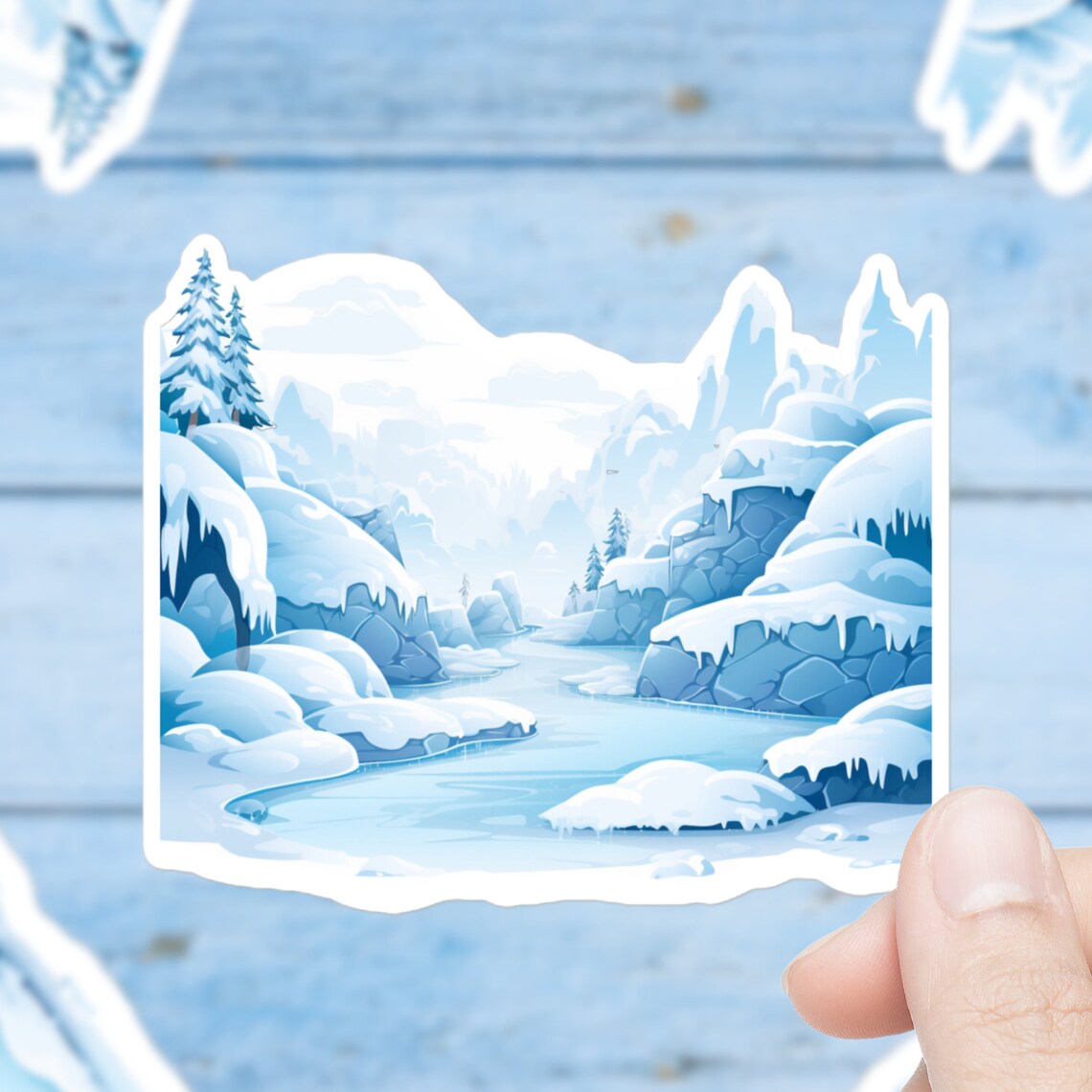 Snowy River Winter Canyon Icy Blue Frozen Winter Wonderland Poster