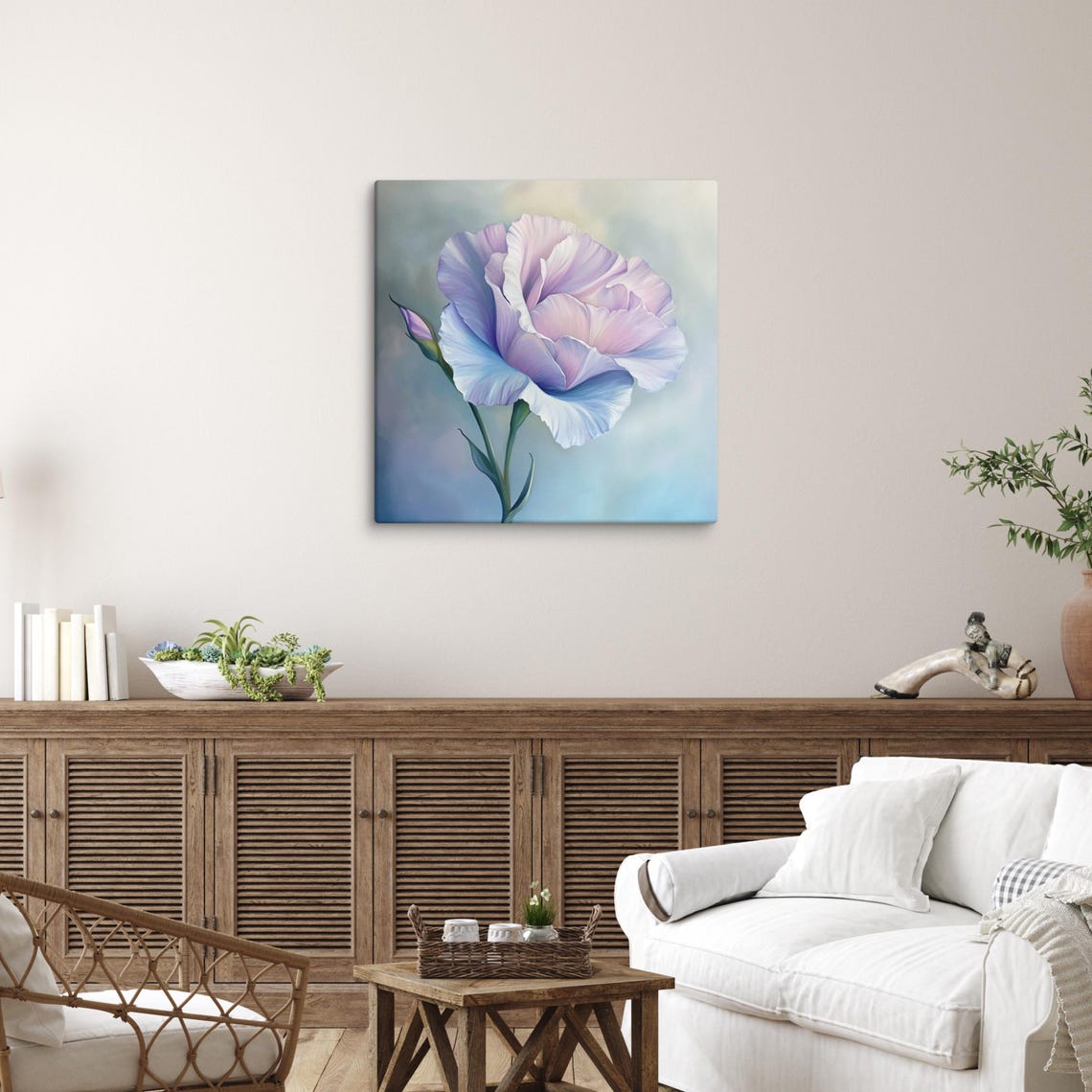 Purple Eustoma Prairie Gentian Soft Blue Floral Painting Poster - Image 3