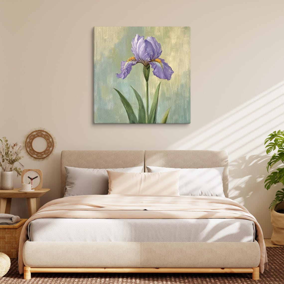 Lavender Purple Bearded Iris Sage Green Background Floral Poster - Image 3
