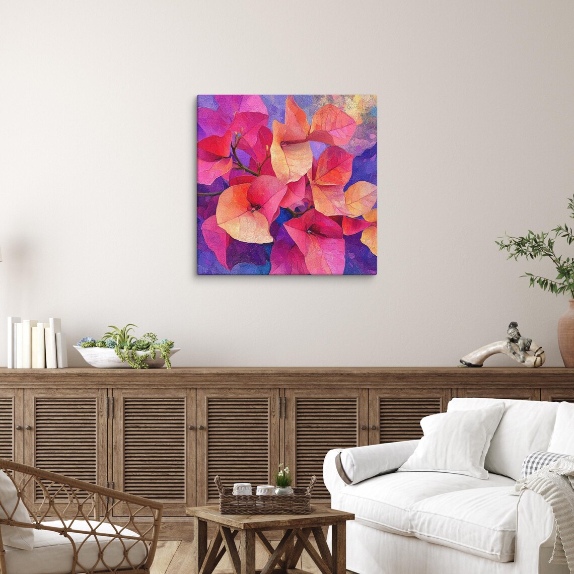 Bougainvillea Pink Orange Violet Abstract Floral Painting Poster - Image 5