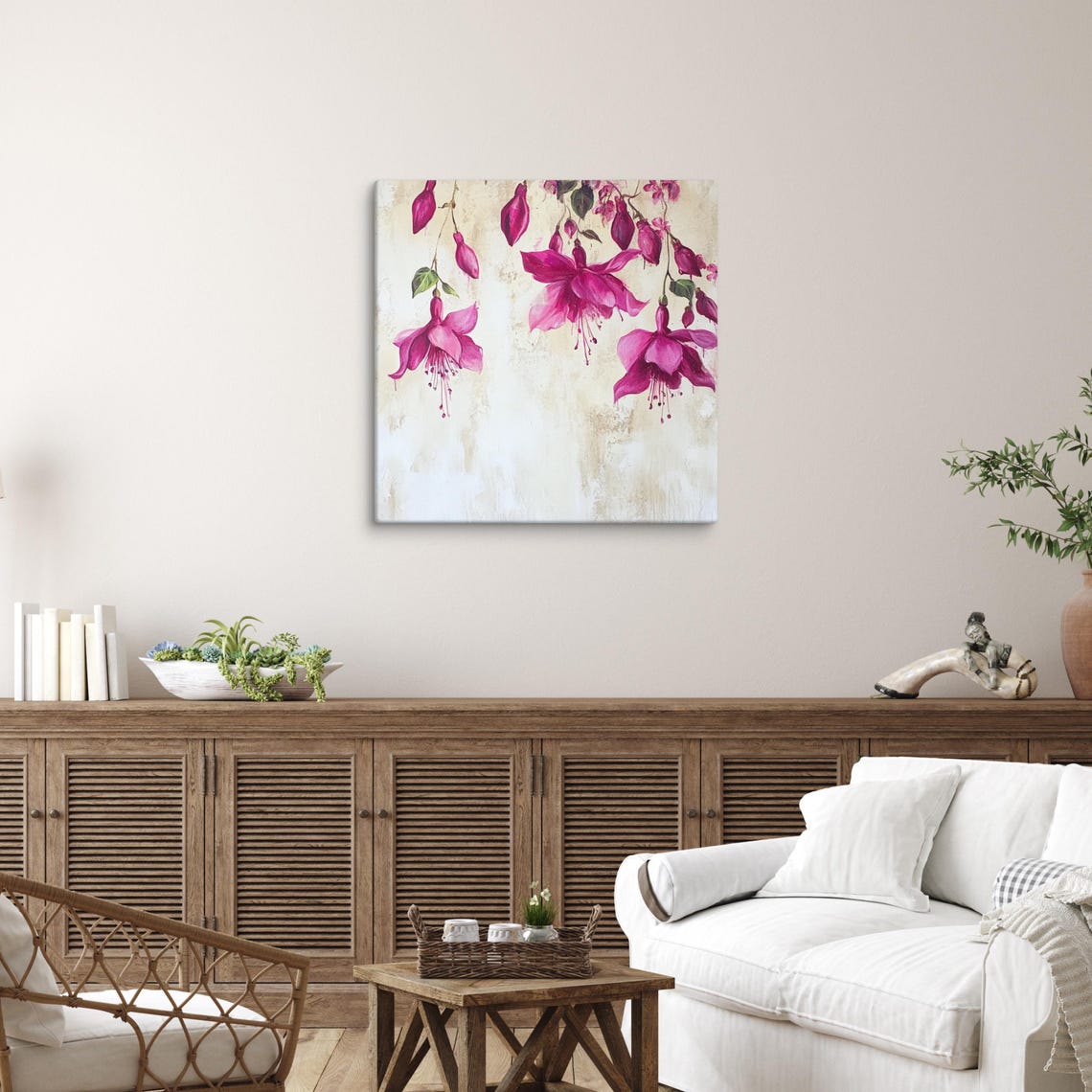 Magenta Fuchsia Hanging Blossoms Botanical Floral Wall Art Poster - Image 3
