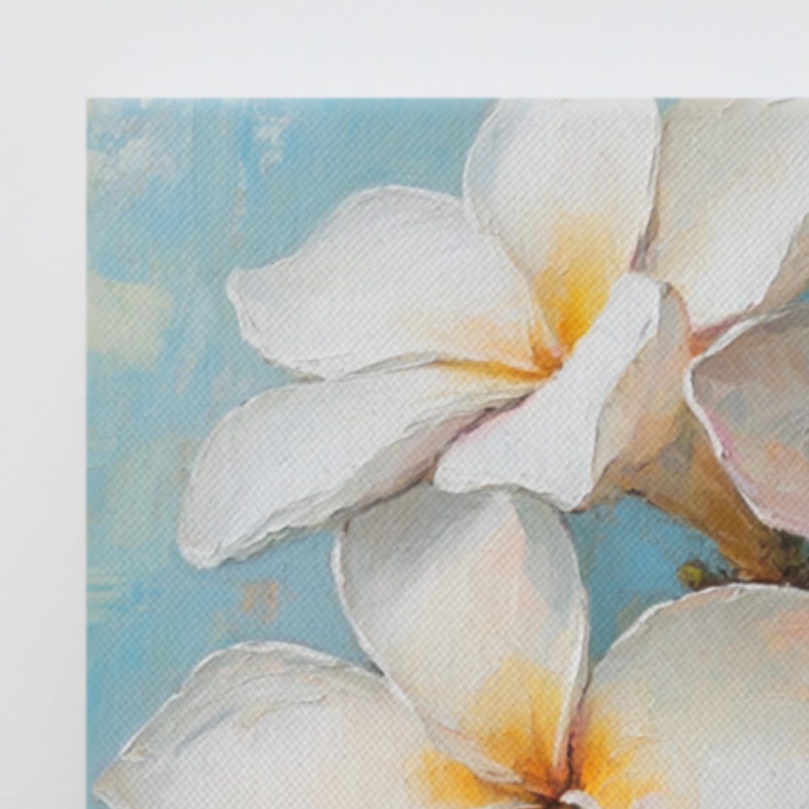 White Plumeria Golden Centers Turquoise Blue Tropical Coastal Poster - Image 3