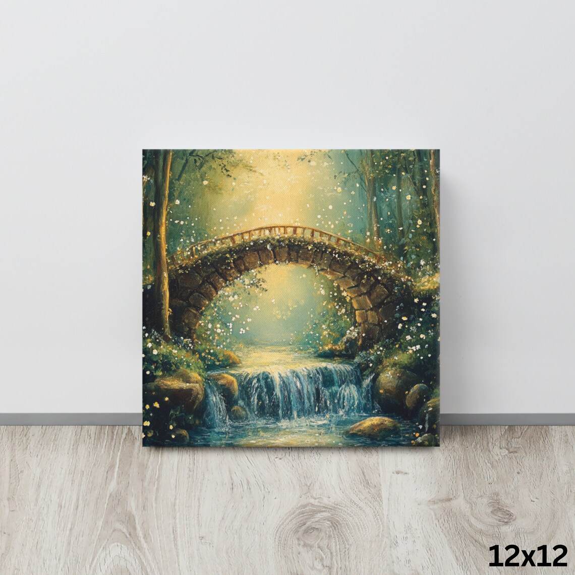 Magical Bridge Print Wall Art Painting Print Waterfall Art Forest Wall Art Magical Forest Mystical Wall Art - Image 4