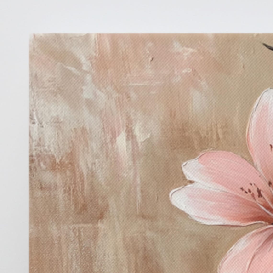 Pink Flower Wall Art Flower Painting Print Pink Flower Art Nature Wall Art Flower Wall Art Beige Living Room Art - Image 3