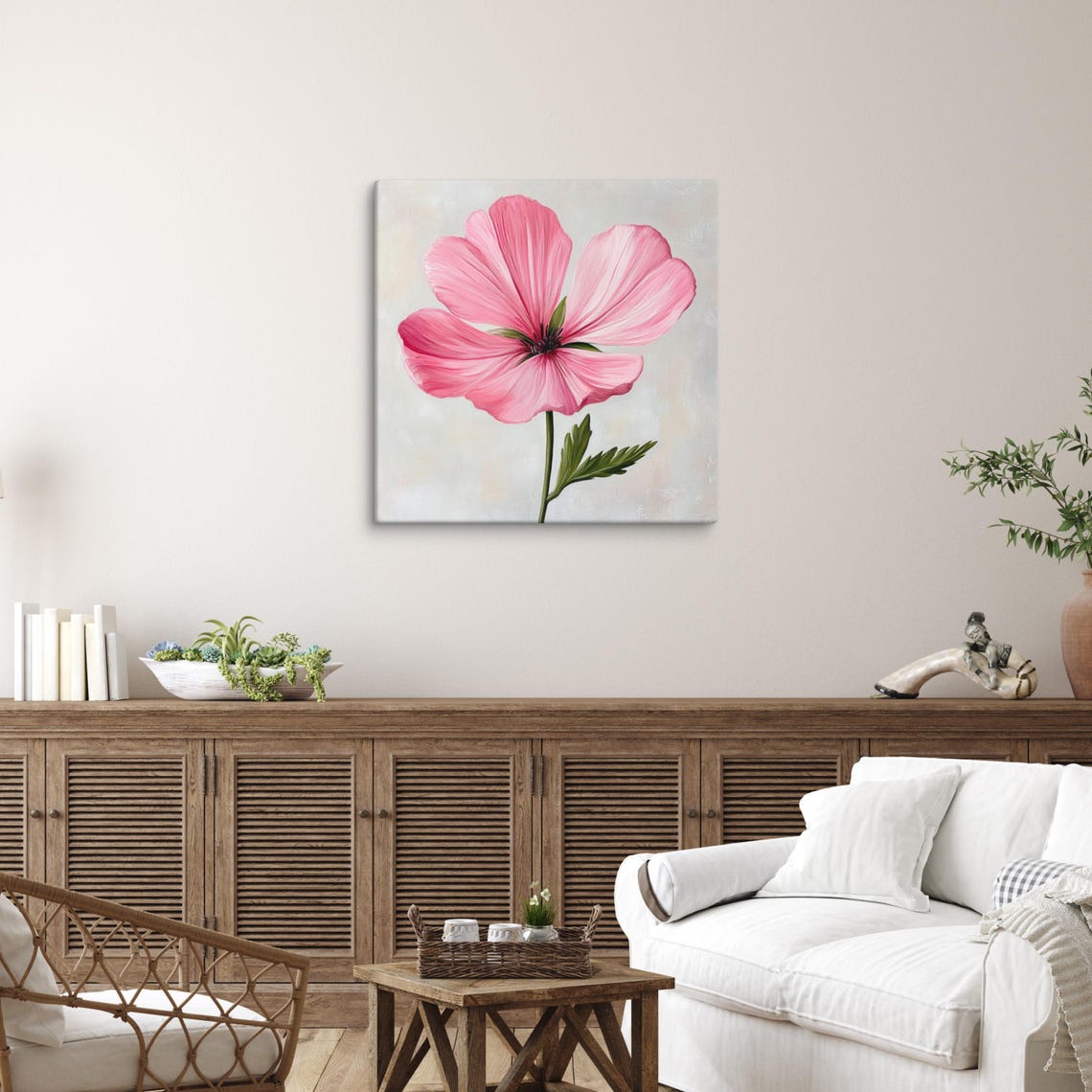 Pink Godetia Flower Wall Art Flower Painting Print Godetia Print Pink Wall Art Flower Wall Art Living Room Wall Art Decor - Image 5