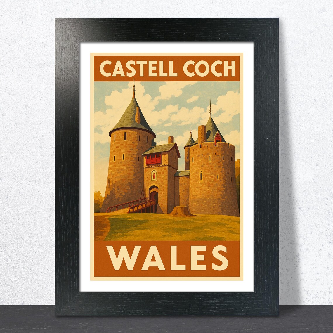 Castell Coch Wales Vintage Travel Poster Twin Banner Edition Art