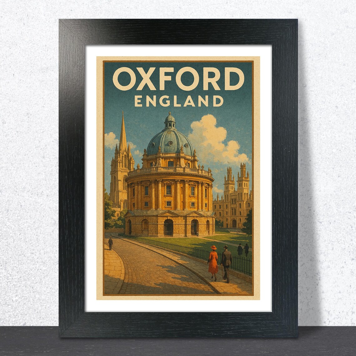 Oxford England Vintage Radcliffe Camera University Travel Poster