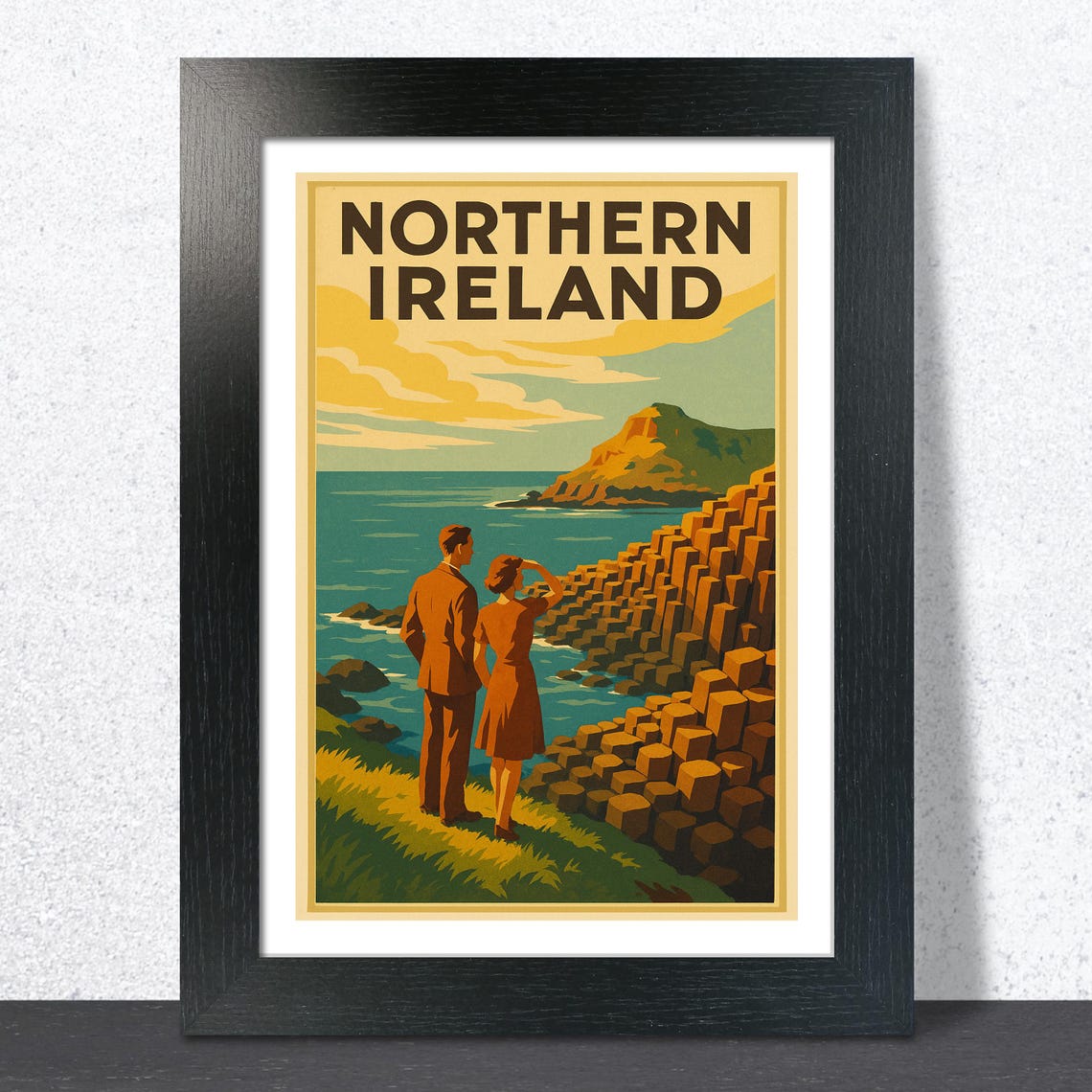 Northern Ireland Giants Causeway Vintage Travel Poster Coastal