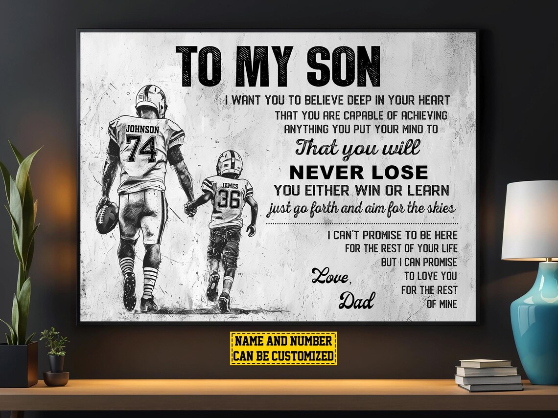 Football To My Son Personalized Gift Poster Print