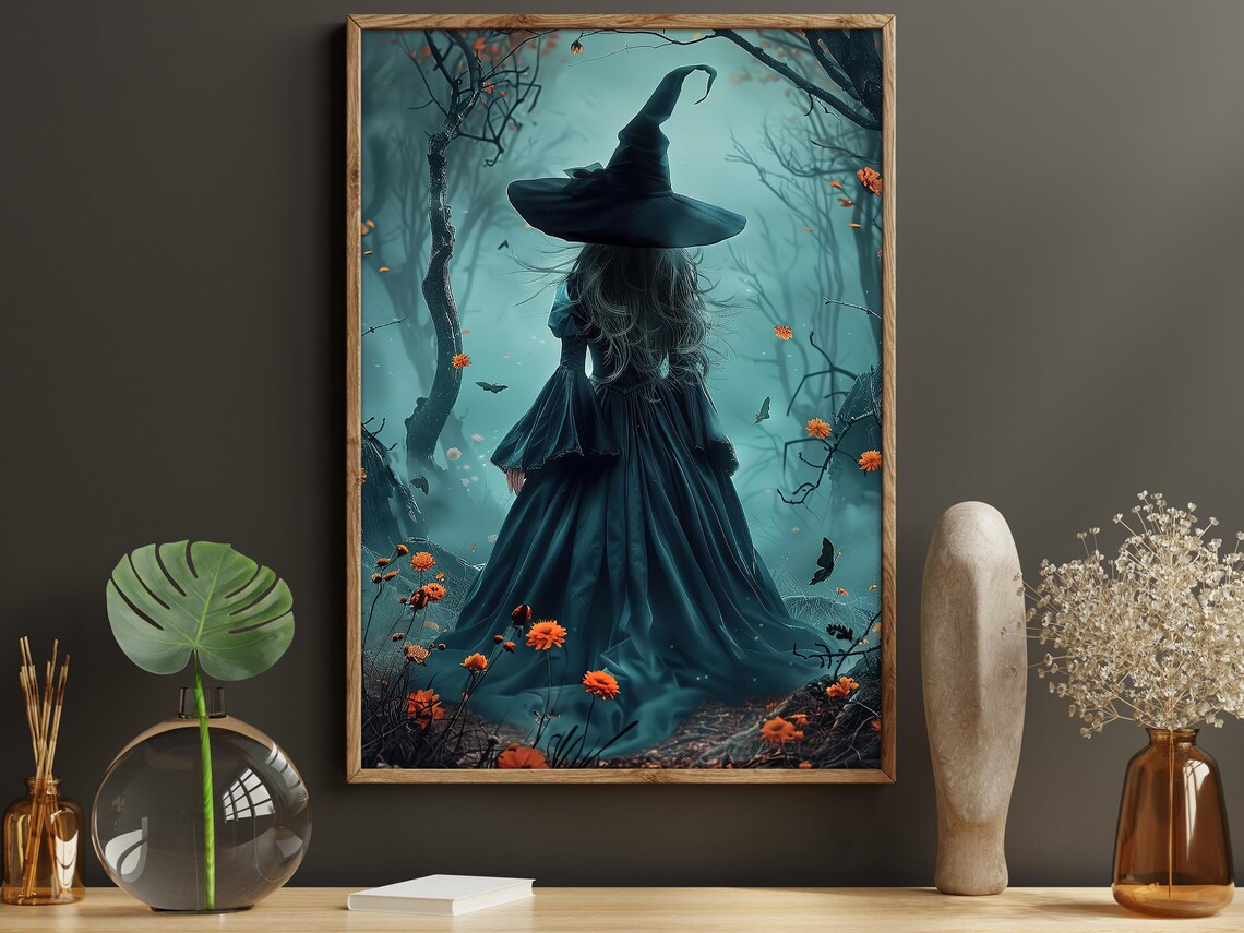 Dark Earth Witch in the Forest, Halloween Art Print - Image 6
