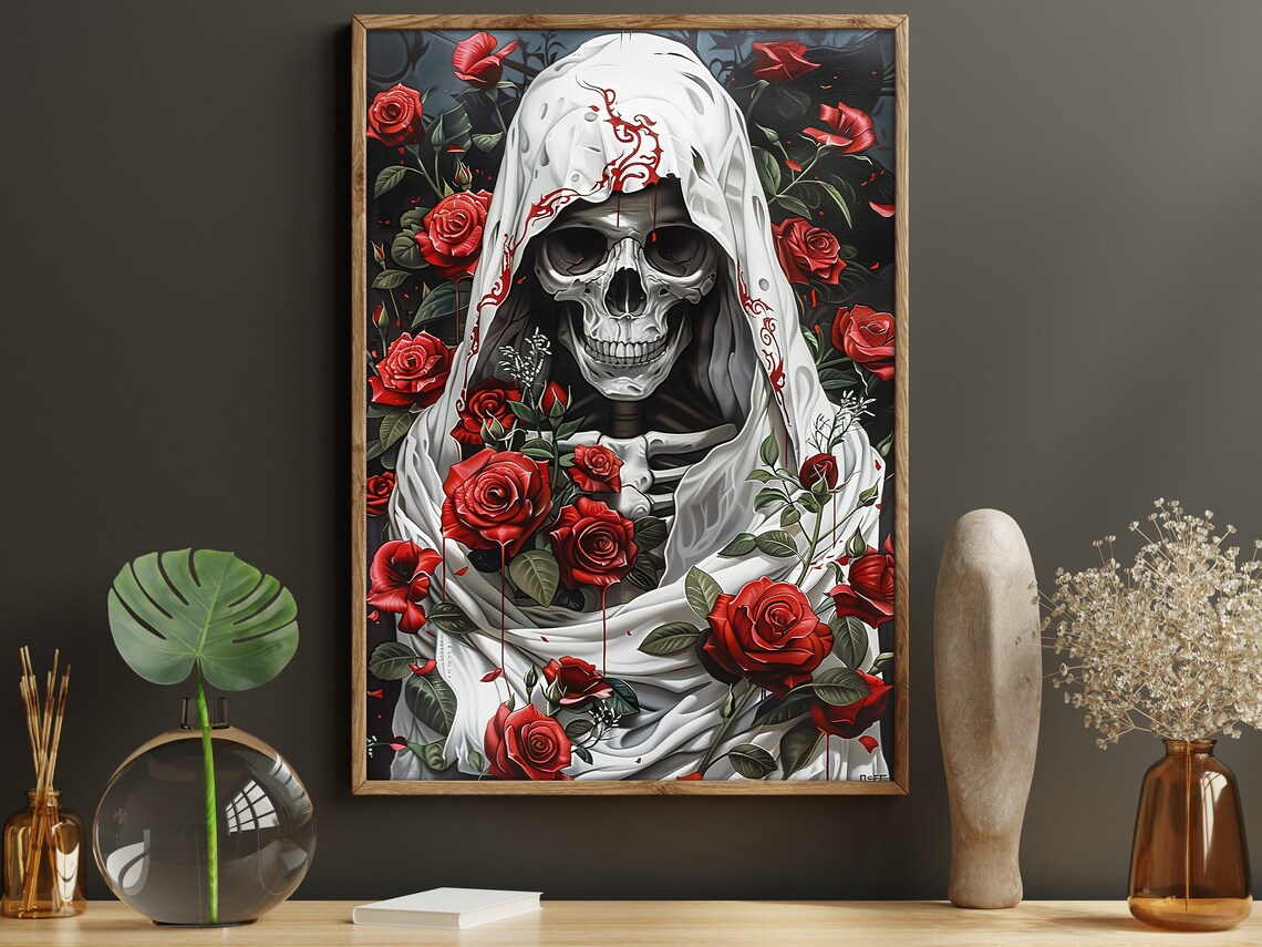 Dark Surreal Skull Painting, Gothic Skull Art Print - Image 4