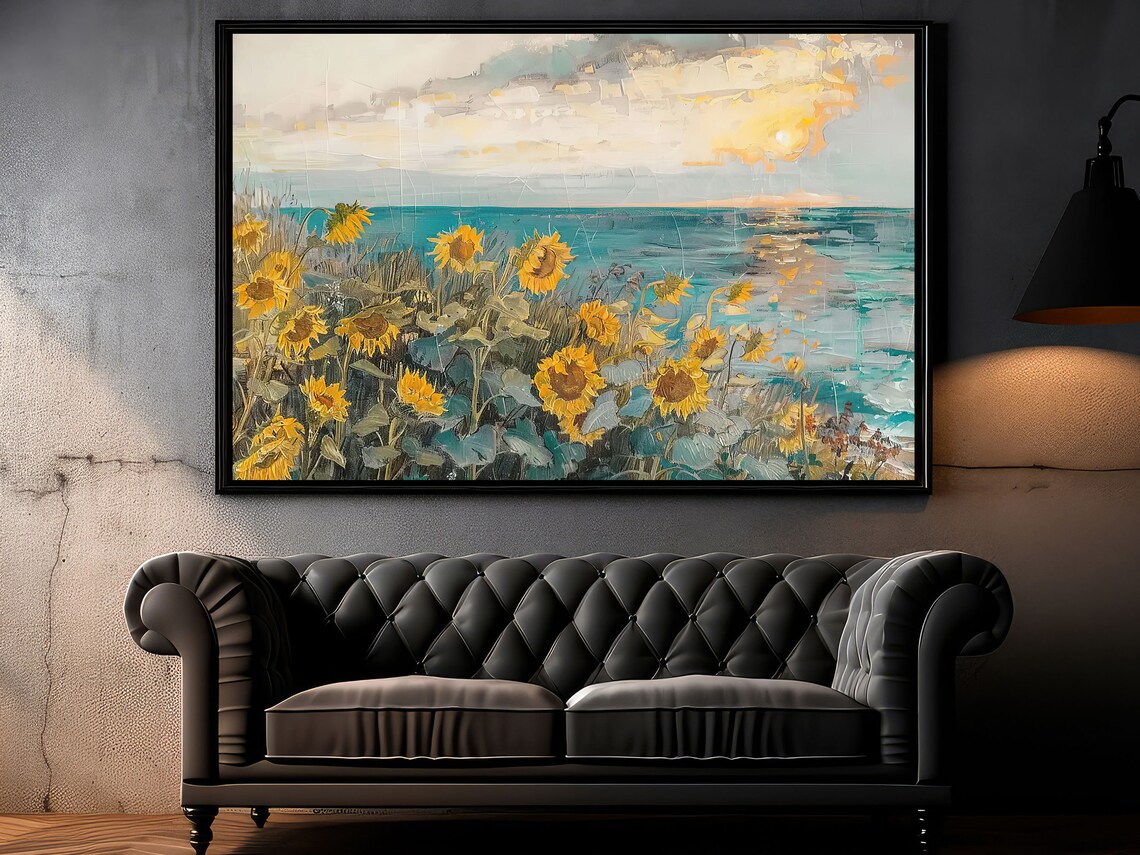 Vintage Sunflowers Field Art Print, Cottage Flowers - Image 2