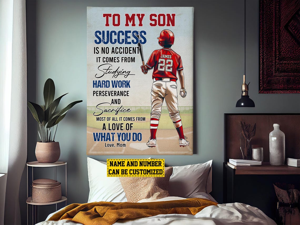Baseball Player Son Personalized Print Baseball Poster Print Softball Gift For Son Boys - Image 3