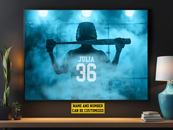 Victory Softball Player Girl Personalized Print Baseball Poster Softball Print Softball Gift For Girl Daughter