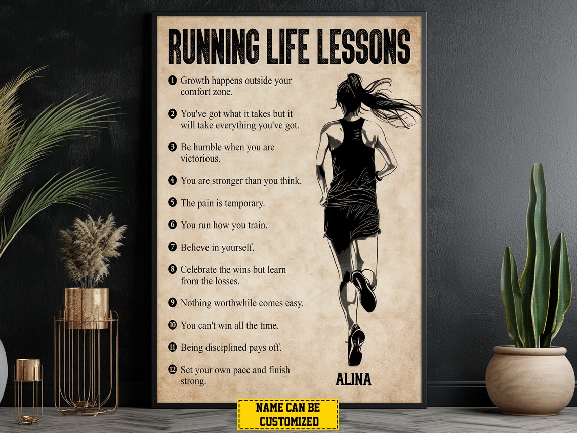 Running Life Lessons Personalized Print Running Poster Print Running Gift For Girl Daughter