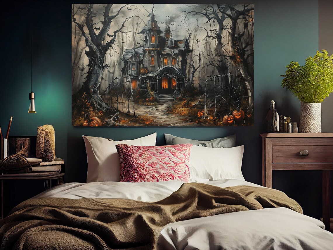 Dark Haunting Castle Halloween Wall Art Print - Image 5