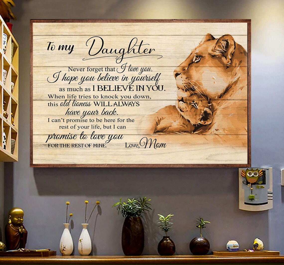 To My Daughter Old Lioness Believe In Yourself Lion Mom Cub Wood Wall Art - Image 4