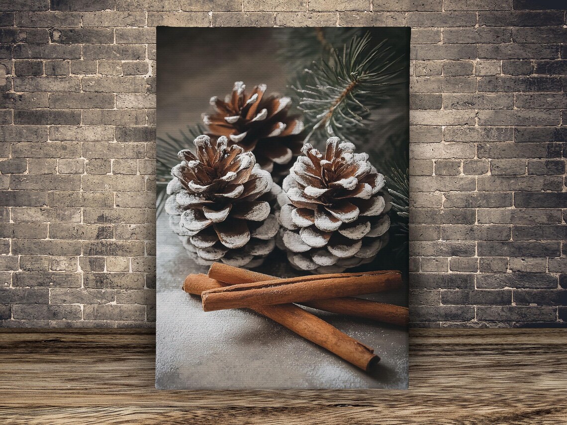 Vintage Pinecone Print, Cozy Christmas Poster - Image 2