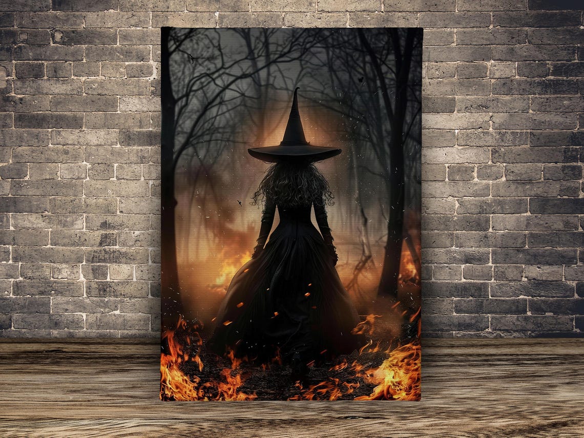 Dark Fire Witch Halloween Poster Print - Image 2