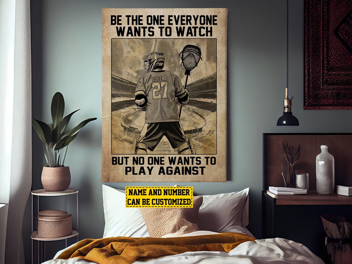 Personalized Lacrosse Boy Be The One Quote Custom Name Number Sports Poster - Image 3