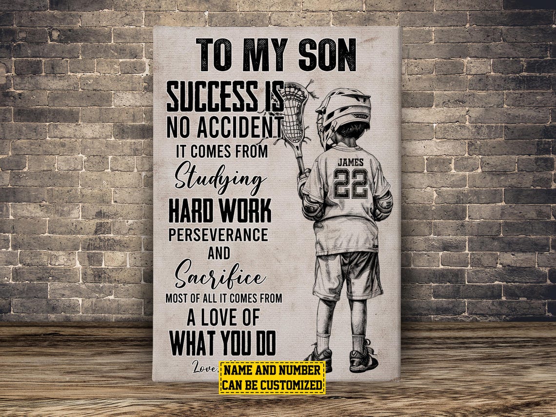 Lacrosse To My Son Personalized Print Lacrosse Custom Poster Print Lacrosse Gift For Boy Son - Image 2