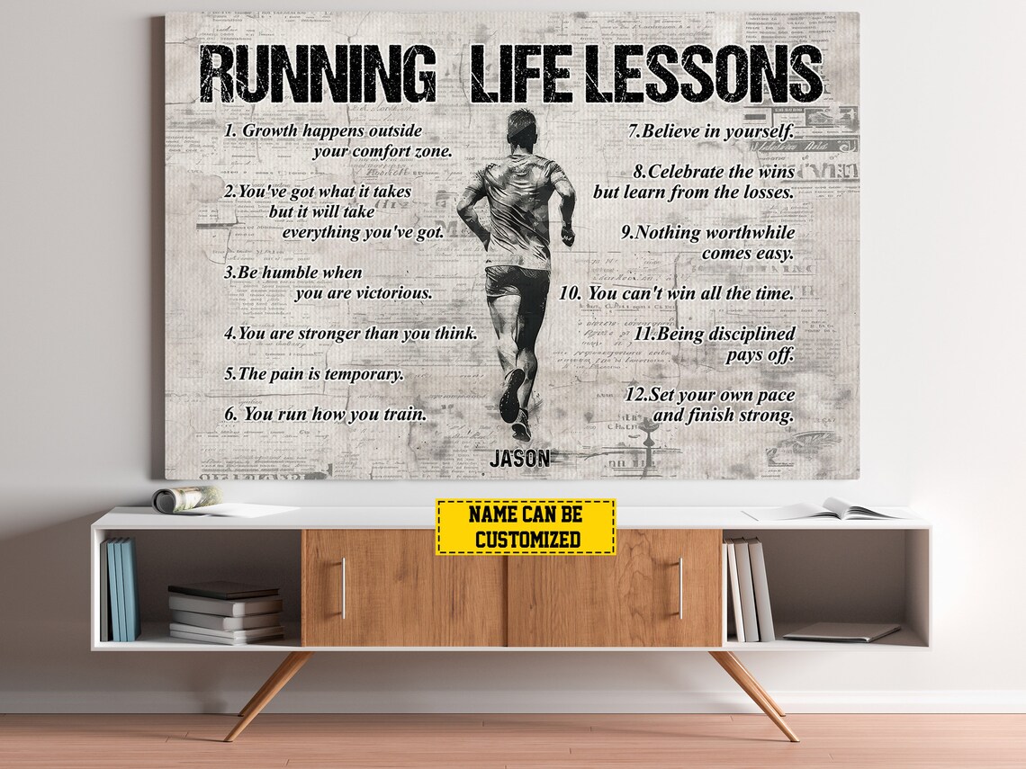 Running Life Lessons Personalized Poster, Runner Gift - Image 4