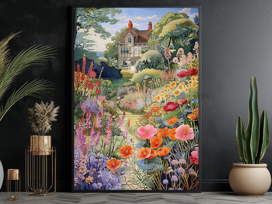 Vintage Cottage Wildflowers Garden Poster Print - Image 3