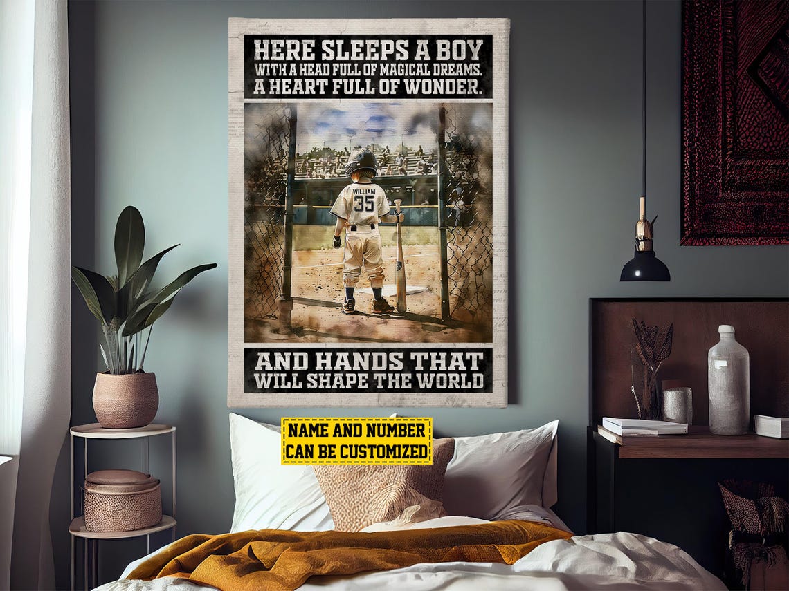 Baseball Player Boy Personalized Print Baseball Poster Print Softball Gift For Son Boys - Image 3