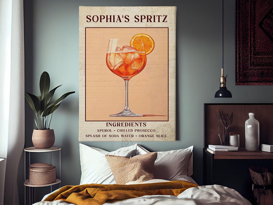 Sophia's Spritz Aperol Cocktail Recipe Wall Art Prosecco Orange Slice Poster - Image 3