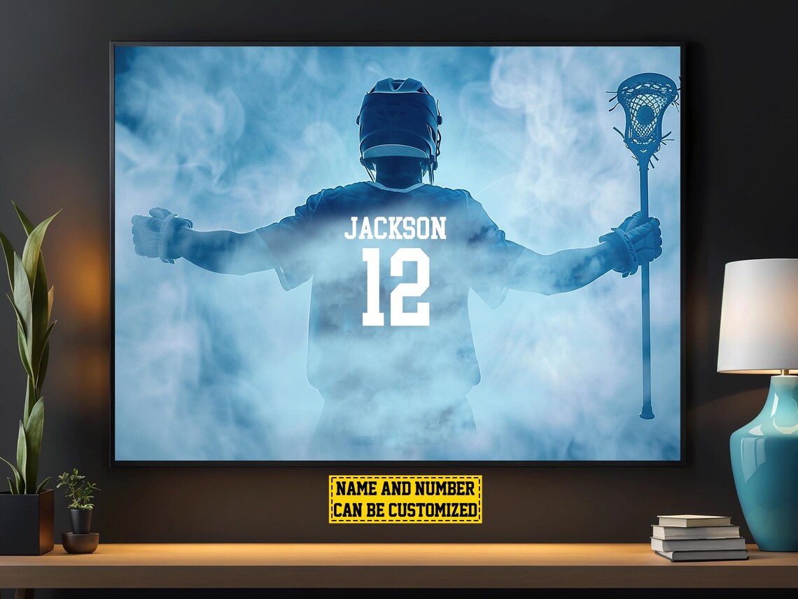 Victory Lacrosse Player Personalized Wall Art Print