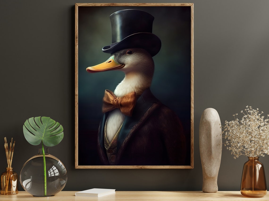Dapper Duck Gentleman Portrait In Top Hat And Bow Tie Animal Poster - Image 3