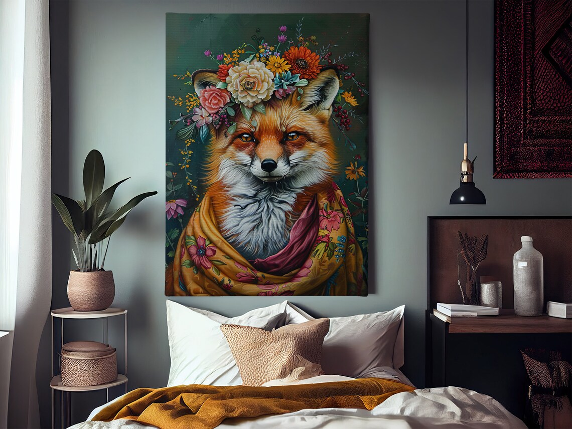 Vintage Floral Fox, Matisse-Inspired Poster Print - Image 2