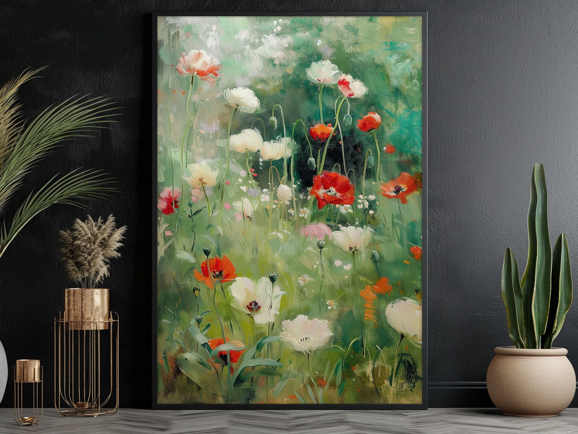Vintage Wild Flowers Oil Painting Flowers Print Cottage Flowers Flowers Poster Wild Flower Wall Art - Image 3