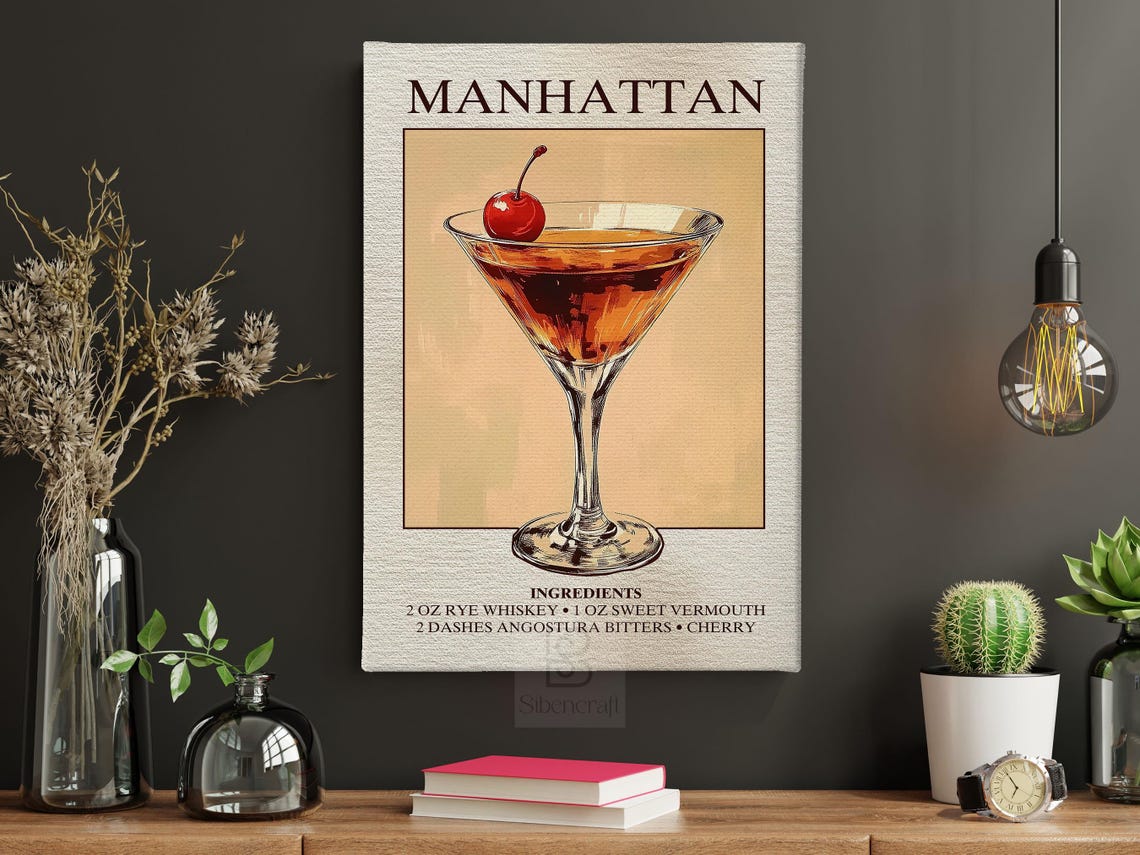 Manhattan Wine Poster Print, Bar Decor - Image 5