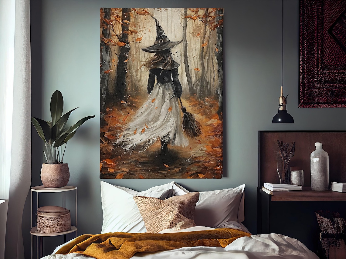 Autumn Young Witch in the Forest Halloween Poster - Image 3