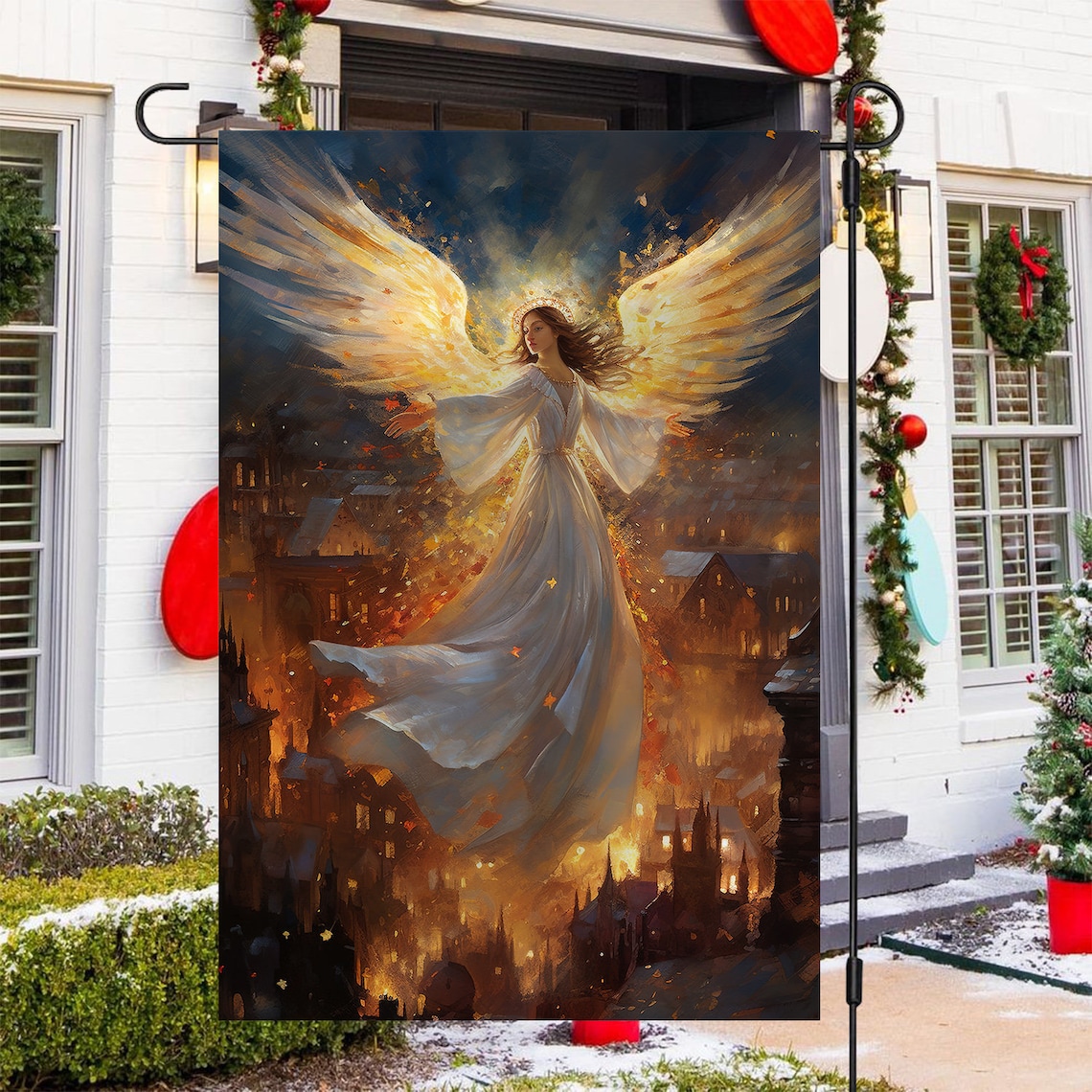 Angel Garden Decor, Christian Christmas Poster