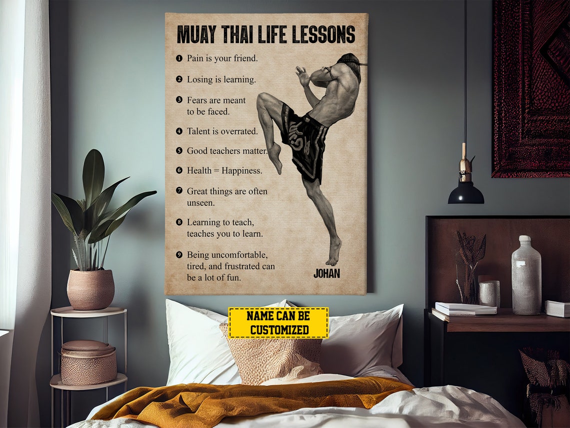 Muay Thai Life Lessons Personalized Print Muay Thai Poster Print Muay Thai Gift For Boy Man