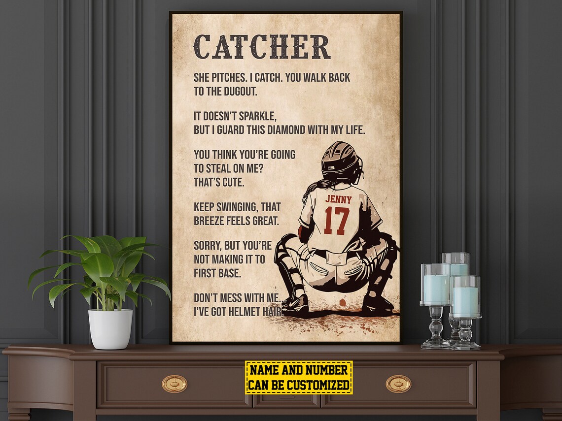 Softball Catcher Life Lessons Personalized Art Print - Image 5