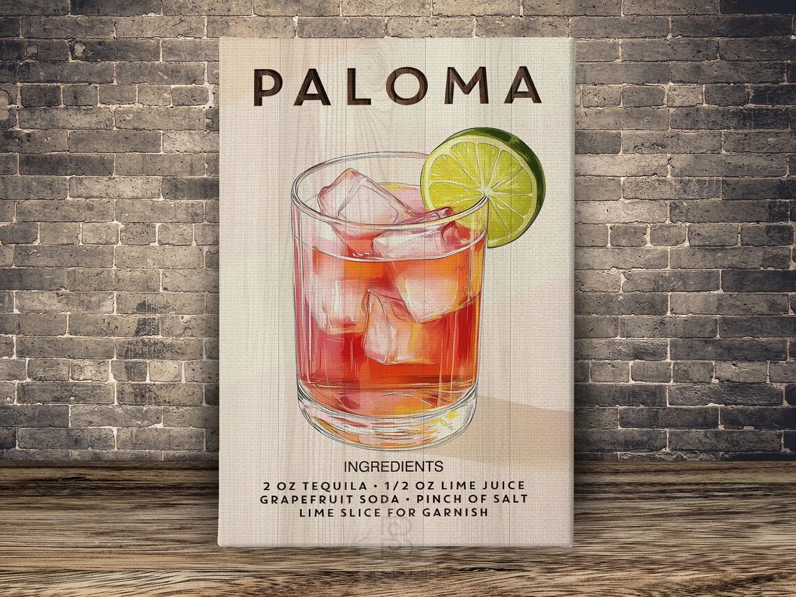 Paloma Cocktail Poster Print, Bar Wall Art - Image 2