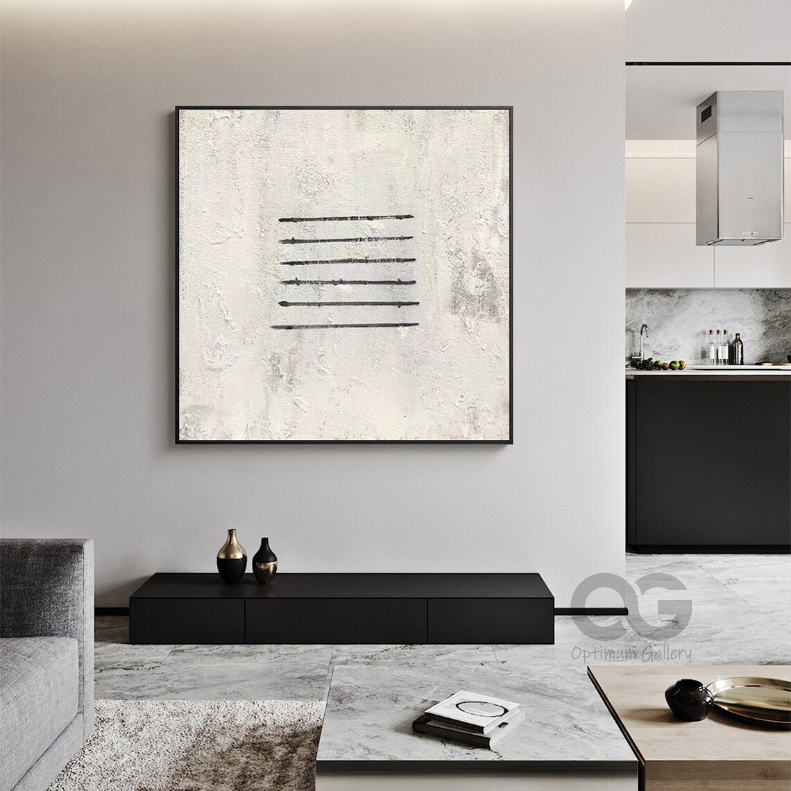 Black And Beige Minimalist Abstract Art Print - Image 2