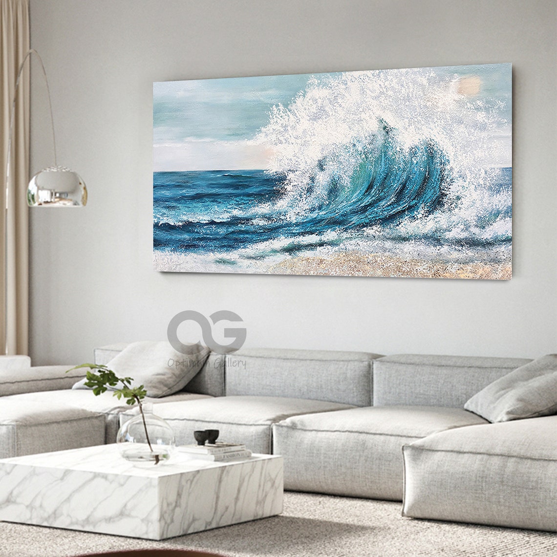 Panoramic Turquoise Wave Crashing White Spray Blue Ocean Art Poster - Image 5