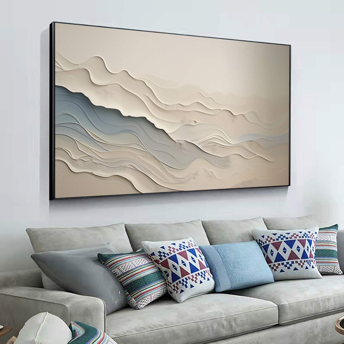Beige Abstract Wave Wall Art Print, Minimalist - Image 4