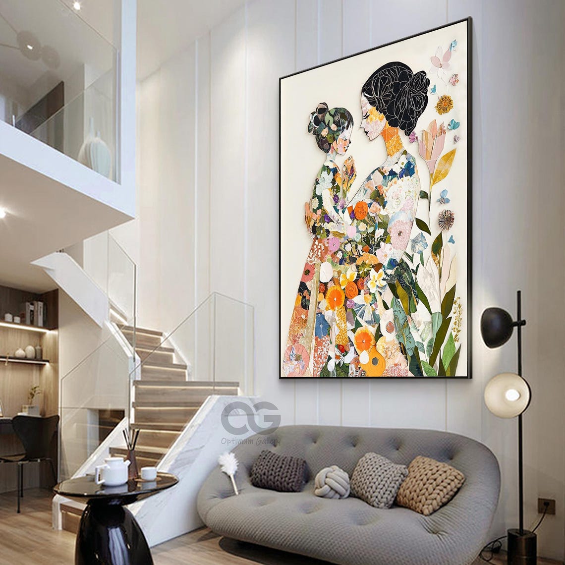 Beautiful Girl Face Painting Gift For Girl Texture Wall Art Painting For Woman Modern Abstract Art Flower Artwork For Mom Bedroom Wall Decor - Image 3