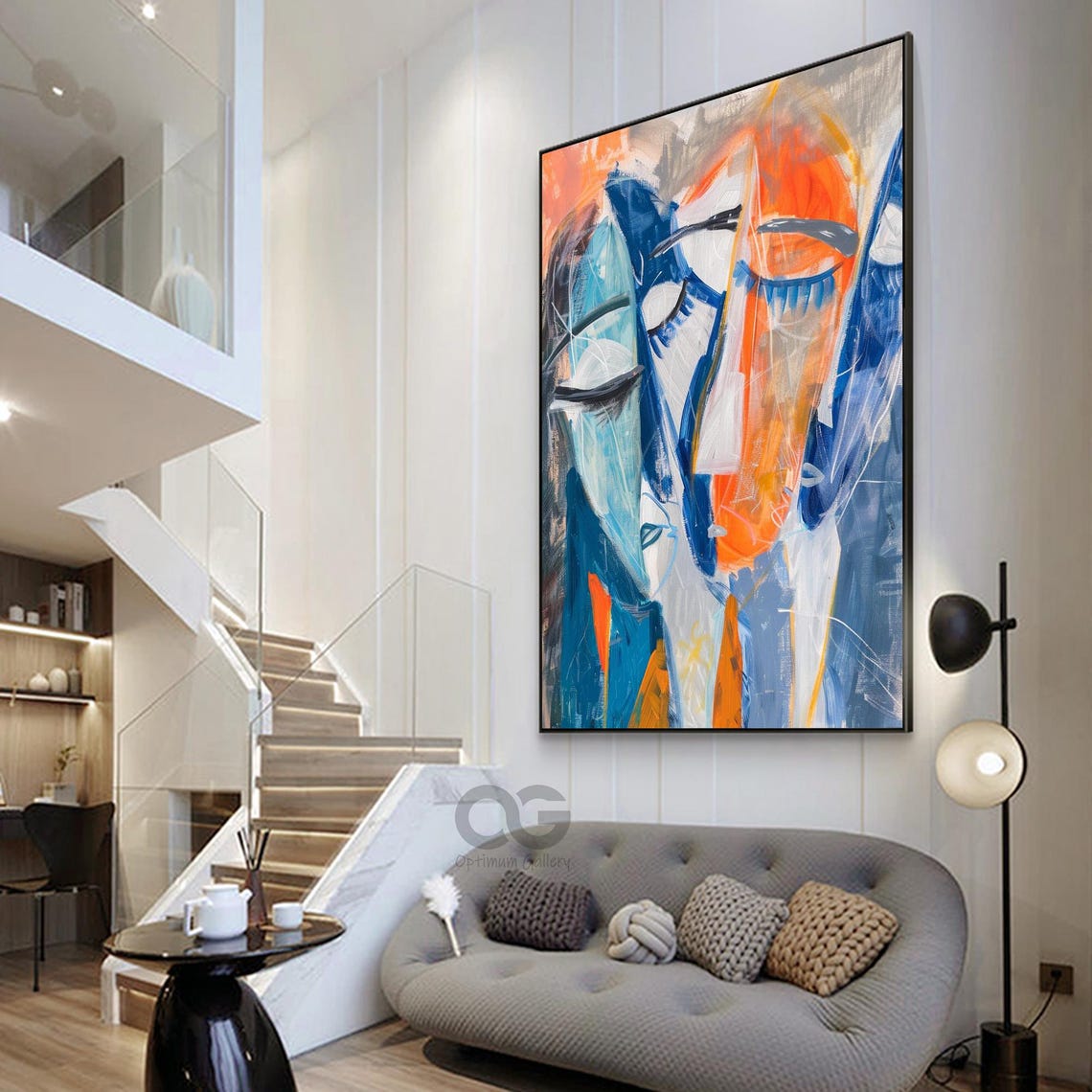 Abstract Face Oil Painting Woman Face Artwork Abstract Lady Painting Modern Wall Art Woman Face Painting Female Abstract Wall Art Home Decor - Image 3