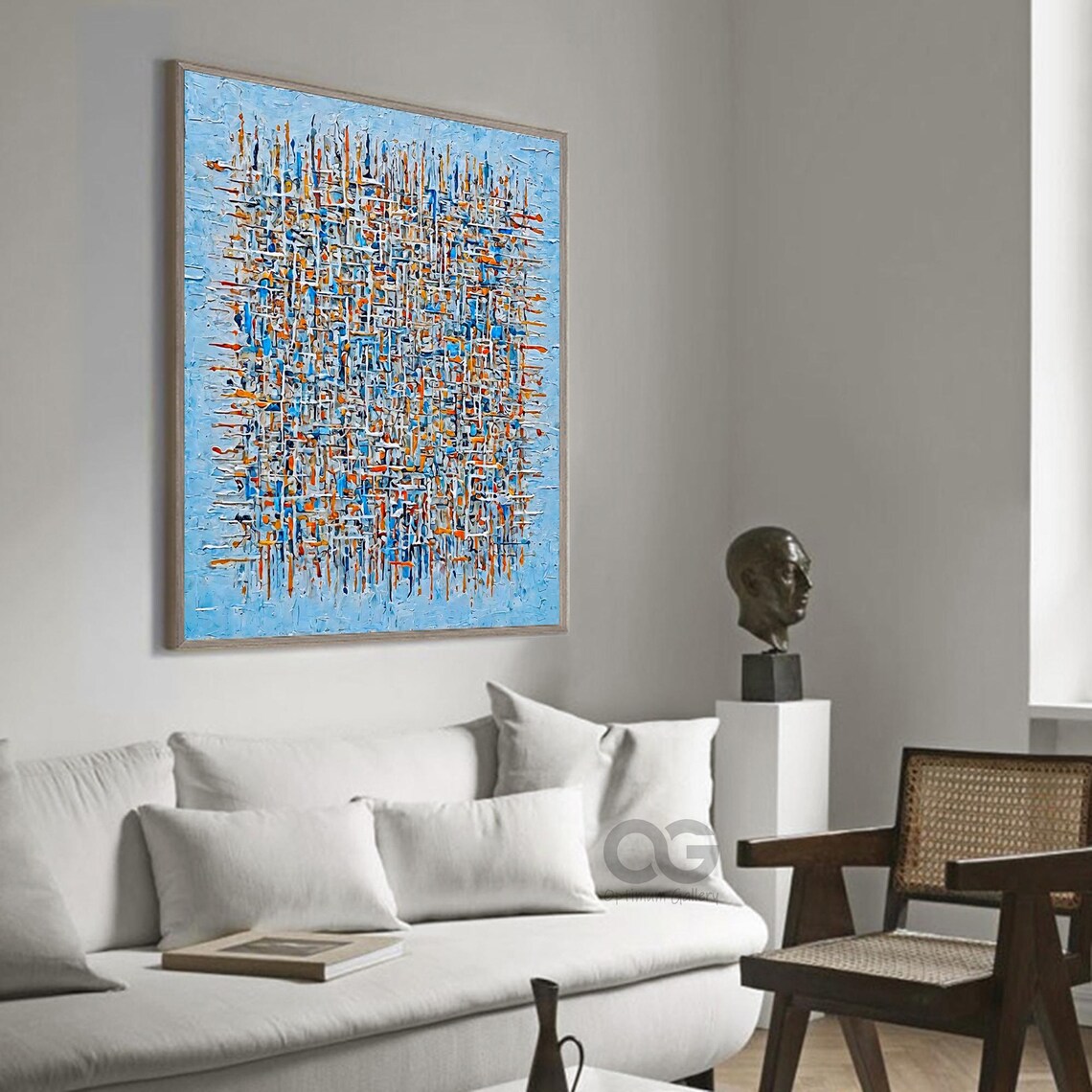 Blue Abstract Drip Painting Colorful Pollock Style Splatter Art Poster - Image 3
