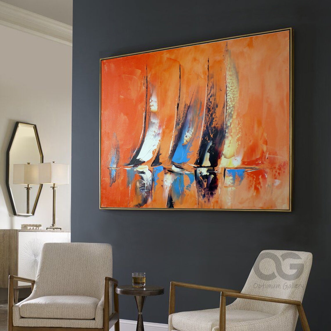 Large Sailboat Party Painting On Colorful Sailboats Harbor Painting Nautical Landscape Painting Bed Room Wall Art Summer Wall Decor - Image 4